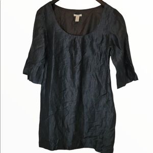 J. Crew Linen Blend Metallic Black Mini Dress Size 10P